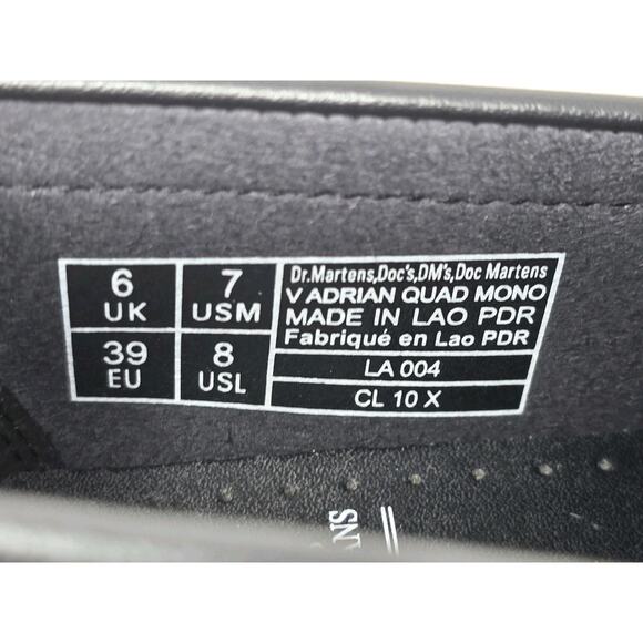 Dr Doc Martens Adrian Quad Black Platform Vegan Leather Shoes Ladies 8 Men 7 - Picture 10 of 10